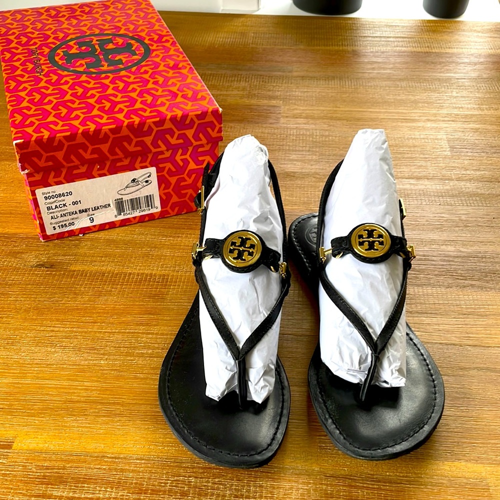 Tory Burch Black Leather Sandals